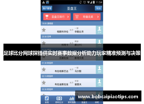足球比分网球探提供实时赛事数据分析助力玩家精准预测与决策